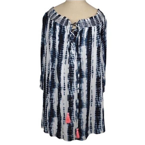 Dizzy Lizzy Off Shoulder Dress Tie Dye Balloon Sleeve Tassels size XL - Picture 1 of 12